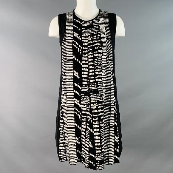 PROENZA SCHOULER Size 4 Black White Viscose Textured Sleeveless Dress - Picture 1 of 7